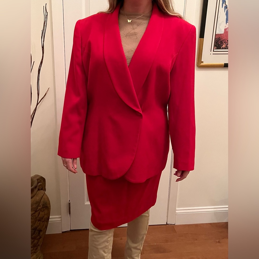 Saville Vintage Red Suit Blazer/Skirt Sz 16 - Picture 11 of 11